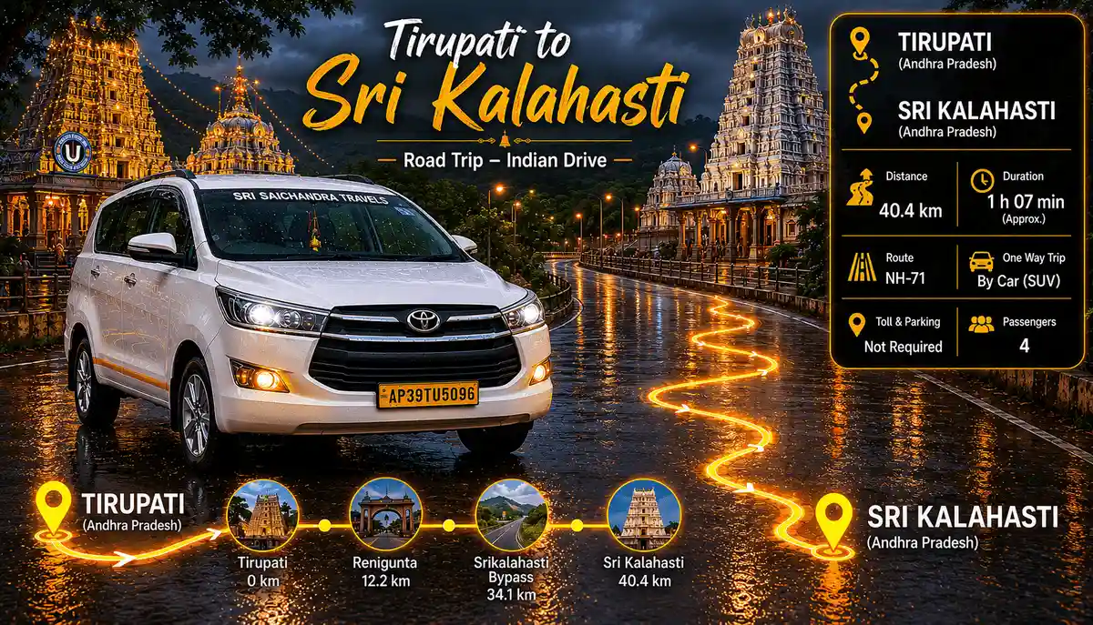 Tirupati to Sri Kalahasti cab route featuring the magnificent Sri Kalahasti Temple