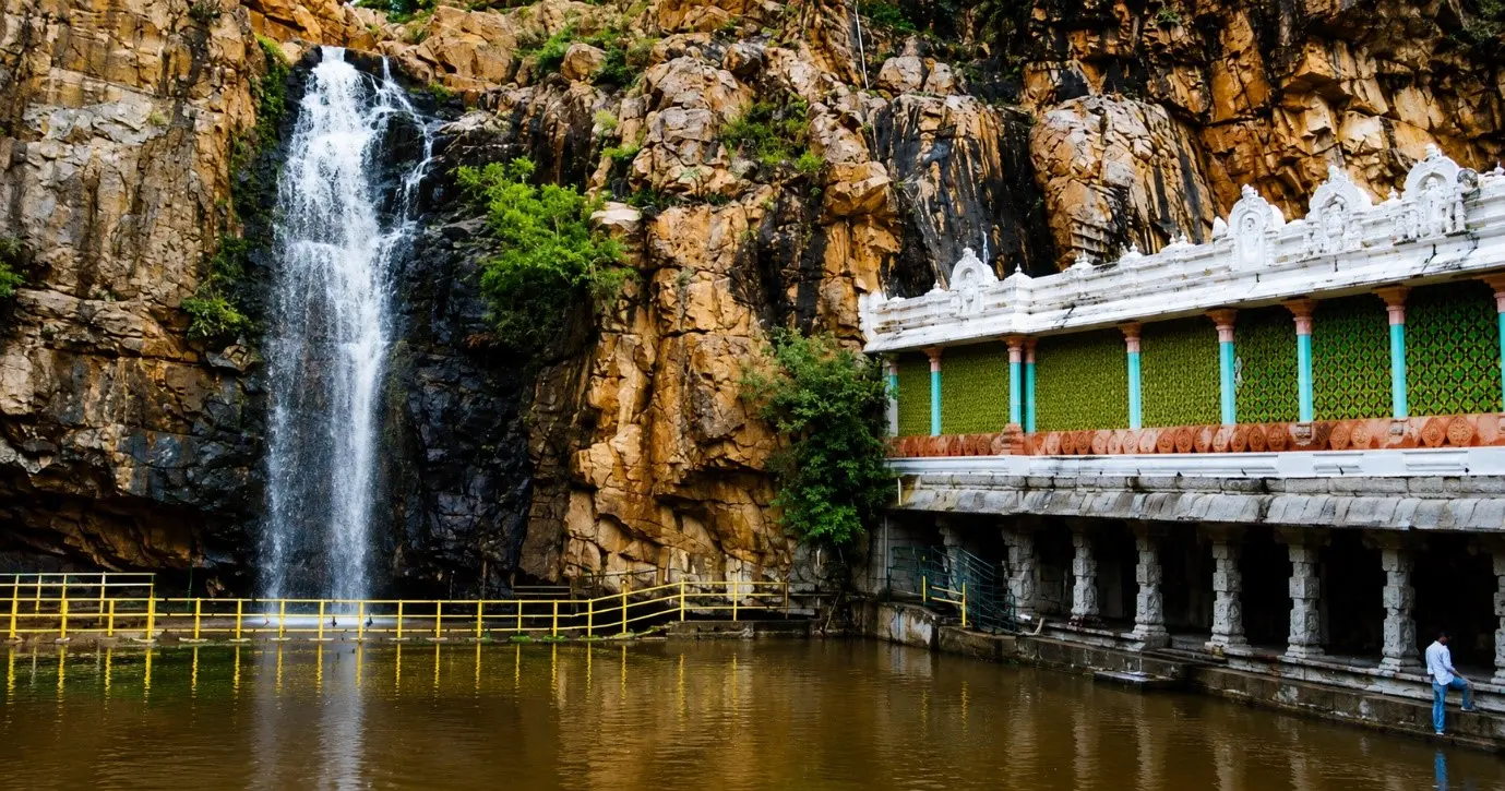 Kapila Theertham waterfall and temple near Tirupati hills