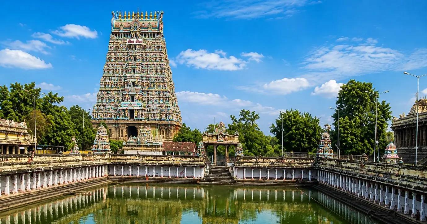 Sri Govindaraja Swamy Temple in Tirupati with temple tank view